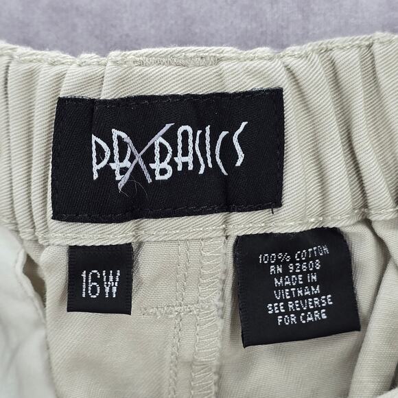 PBX Basics Khaki Tan Pullon Cargo Bermuda Pants Shorts Plus 16W - Picture 6 of 6